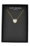 Kurt Geiger London Pavé Crystal Heart Pendant Necklace In Gold