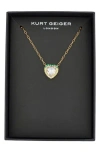 Kurt Geiger London Pavé Crystal Heart Pendant Necklace In Gold