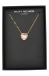 Kurt Geiger London Pavé Crystal Heart Pendant Necklace In Multi