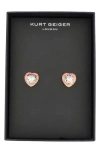 Kurt Geiger London Pavé Crystal Heart Stud Earrings In Pink