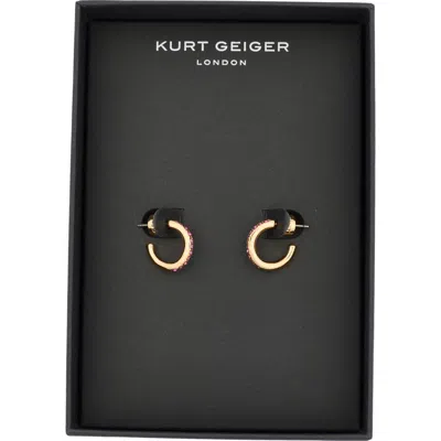 Kurt Geiger London Pavé Crystal Mini Huggie Hoop Earrings In Pink