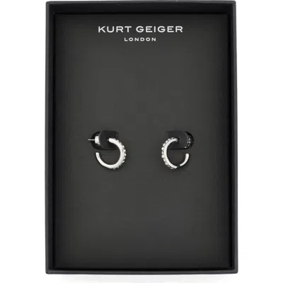 Kurt Geiger London Pavé Crystal Mini Huggie Hoop Earrings In Silver