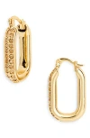 Kurt Geiger London Pavé Crystal Oval Hoop Earrings In Gold