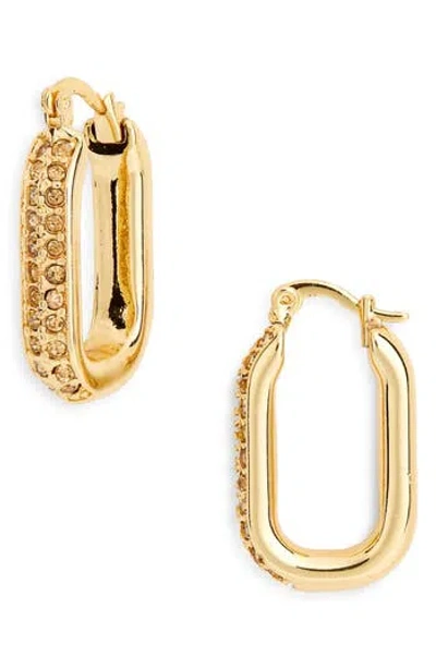 Kurt Geiger London Pavé Crystal Oval Hoop Earrings In Gold