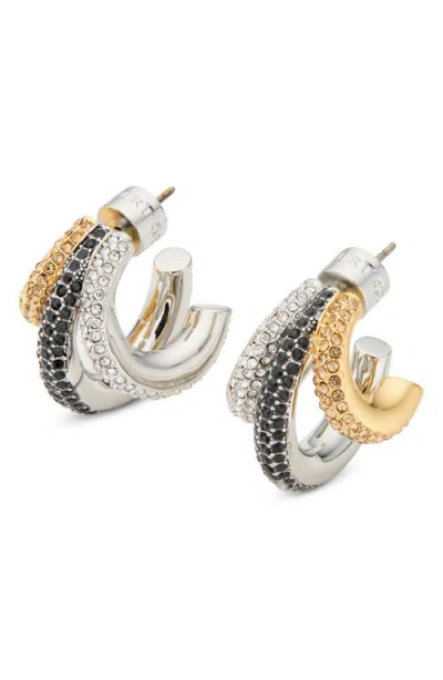 Kurt Geiger London Pavé Crystal Triple Huggie Hoop Earrings In Tritone