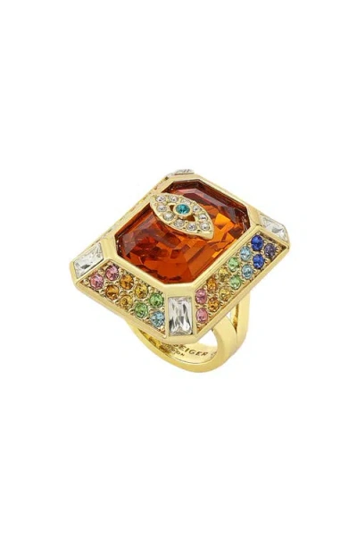 Kurt Geiger London Pavé Evil Eye Cocktail Ring In Orange