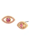 Kurt Geiger London Pavé Evil Eye Stud Earrings In Pink