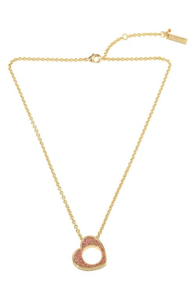 Kurt Geiger London Pavé Heart Pendant Necklace In Pink