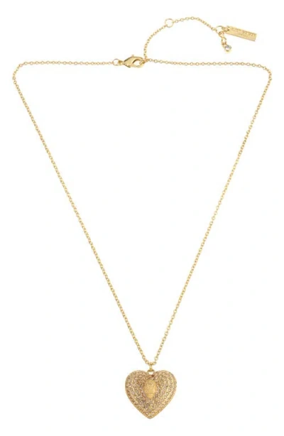 Kurt Geiger London Pavé Heart Pendant Necklace In Gold