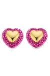 Kurt Geiger London Pavé Heart Stud Earrings In Pink
