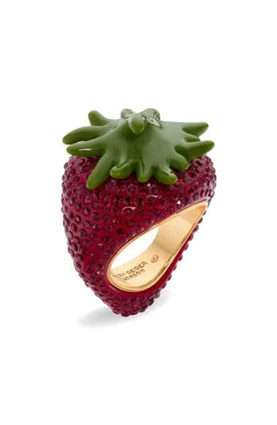 Kurt Geiger London Pavé Strawberry Cocktail Ring In Multi