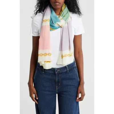 Kurt Geiger London Pearl Chain Stripe Oblong Scarf In Multi