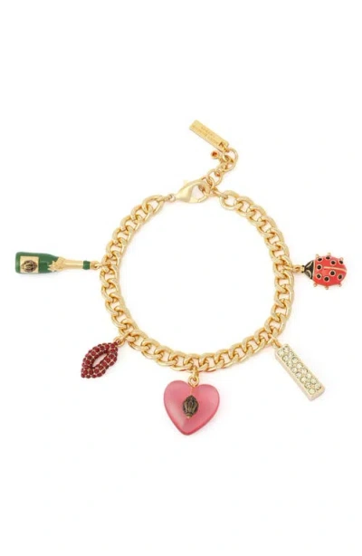Kurt Geiger London Playful Curb Chain Charm Bracelet In Gold