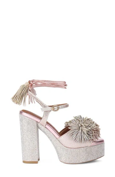 Kurt Geiger London Pom & Tassel Platform Ankle Strap Sandal In Pink