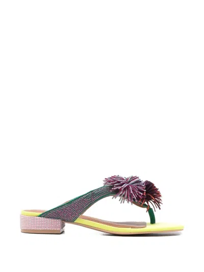Kurt Geiger London London Pom Pom Suede Shoes With Rhinestones In Multi