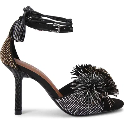 Kurt Geiger London Pompom Ankle Strap Sandal In Gray