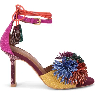 Kurt Geiger London Pompom Ankle Strap Sandal In Red