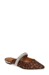 Kurt Geiger London Princely Crystal Embellished Mule In Cream Comb Calf Hair