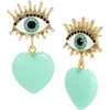 KURT GEIGER KURT GEIGER LONDON QUARTZ HEART EVIL EYE DROP EARRINGS