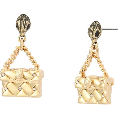 Kurt Geiger London Quilt Kensington Bag Drop Earrings In Gold