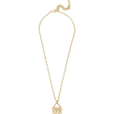 Kurt Geiger London Quilt Kensington Bag Pendant Necklace In Gold