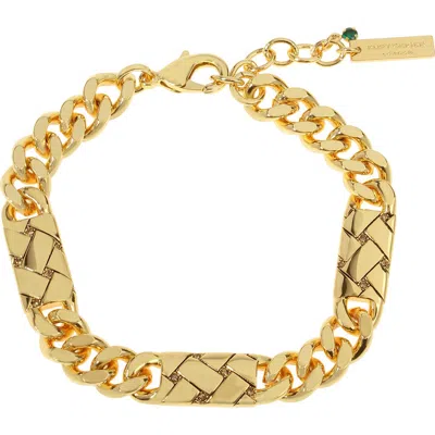 Kurt Geiger London Quilted Bar Station Chain Bracelet In Gold