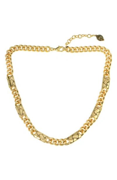 Kurt Geiger London Quilted Bar Station Chain Necklace In Gold