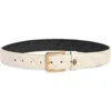 Kurt Geiger London Quilted Belt In Bone/antique Brass