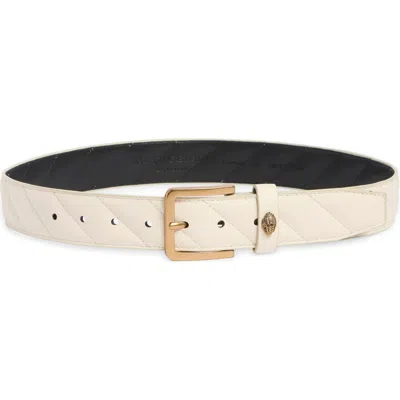 Kurt Geiger London Quilted Belt In Bone/antique Brass