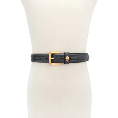 Kurt Geiger London Quilted Kensington Leather Belt In Gray