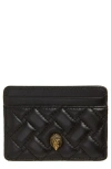 Kurt Geiger London Quilted Leather Card Holder In Black