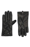 Kurt Geiger London Quilted Leather Gloves In Black