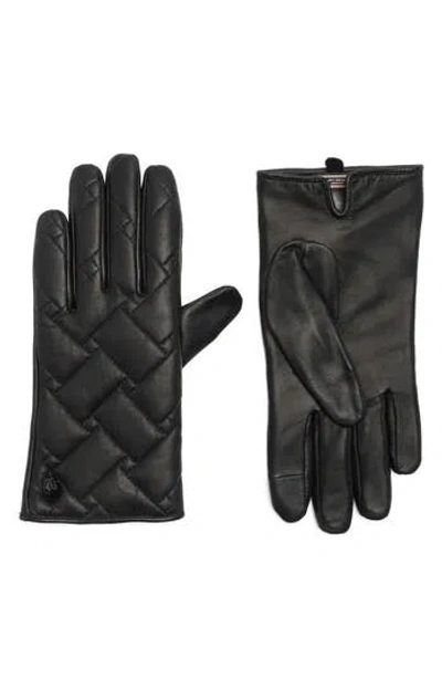Kurt Geiger London Quilted Leather Gloves In Black
