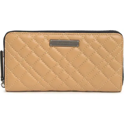 Kurt Geiger London Quilted Leather Zip Around Wallet In Brown