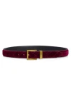 Kurt Geiger London Quilted Velvet Belt In Red