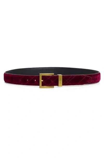 Kurt Geiger London Quilted Velvet Belt In Red