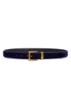 Kurt Geiger London Quilted Velvet Belt In Blue