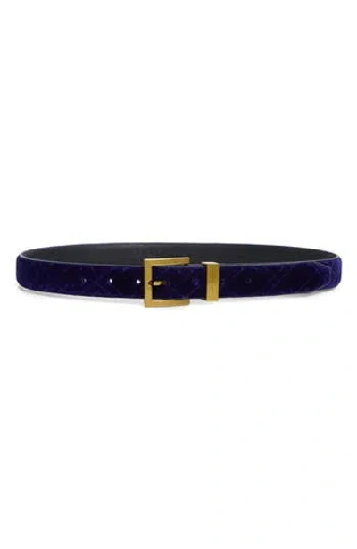 Kurt Geiger London Quilted Velvet Belt In Blue