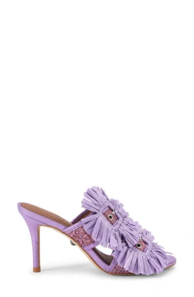 Kurt Geiger London Raffia Flower Buckle Sandal In Purple