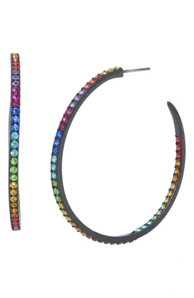 Kurt Geiger London Rainbow Crystal Inside Out Hoop Earrings In Multi