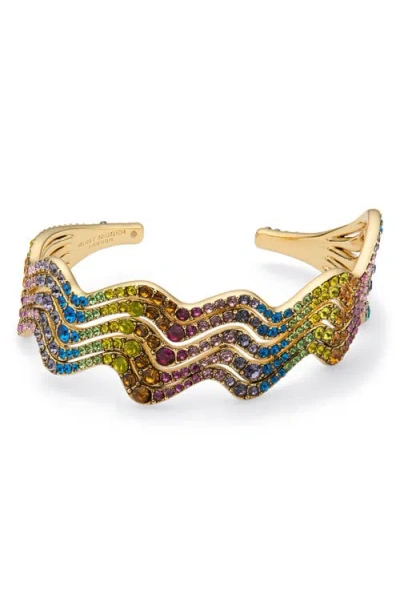 Kurt Geiger London Rainbow Crystal Wave Cuff In Multi
