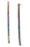 Kurt Geiger London Rainbow Cubic Zirconia Linear Drop Earrings In Multi