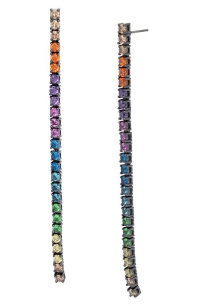 Kurt Geiger London Rainbow Cubic Zirconia Linear Drop Earrings In Multi