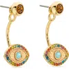 Kurt Geiger Signature Rainbow Evil Eye Barbell Front To Back Earrings