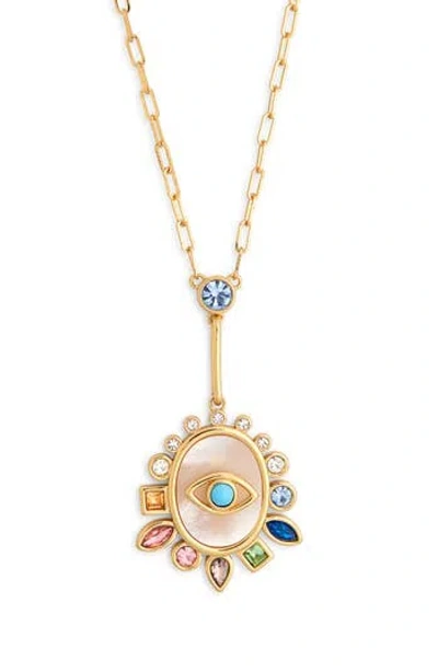 Kurt Geiger London Rainbow Eye Pendant Necklace In Gold
