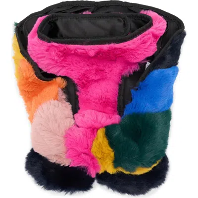 Kurt Geiger London Rainbow Faux Fur Dog Coat In Multi