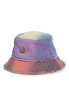 Kurt Geiger London Rainbow Frayed Denim Bucket Hat In Multi