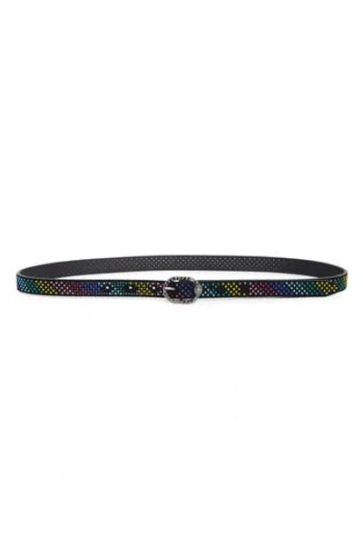 Kurt Geiger London Rainbow Rhinestone Mayfair Belt In Multi