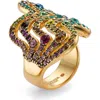 Kurt Geiger London Rainbow Wave Cocktail Ring In Multi