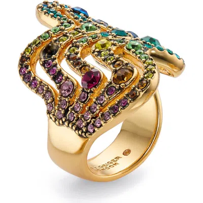 Kurt Geiger London Rainbow Wave Cocktail Ring In Multi